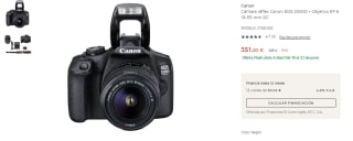 Cámara réflex Canon EOS 2000D + Objetivo EF-S 18-55 mm DC por 351,20€