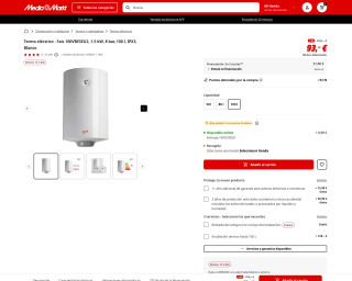 Termo eléctrico Fais 100VRESEU2 1.5 kW 8 bar 100 l IPX3 Blanco por solo 93€