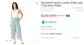 Denizen Jeans Loose Wide Leg Crop por $249 en Sears