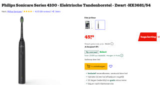 PHILIPS HX3681/54 Sonicare Series 4100 Elektrische Tandenborstel voor €45,99 bij Bol