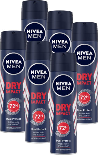 6x Nivea Men Deodorant Spray Dry Impact 150 ml voor €14,82 bij Bol