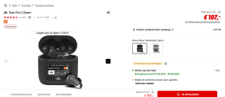 JBL Tour Pro 2 draadloze Bluetooth-oordopjes voor €107 bij de MediaMarkt