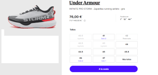 Zapatillas Under Armour Infinite Pro Storm por 68.4€