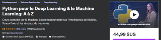 Cours en ligne Python pour le Deep Learning & le Machine Learning: A à Z à 41,46€