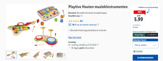 Diverse Playtive Houten muziekinstrumenten voor €5,99 p.s. in de Lidl webshop