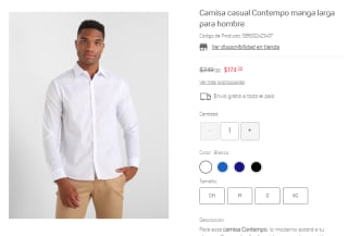 Camisa Casual Contempo Manga Larga por $174 en Suburbia