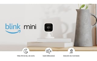 Blink Mini Cámara de seguridad inteligente compacta, interior por 20,99€.