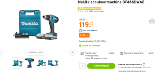 Makita accuboormachine voor €119 bij Gamma