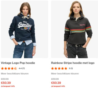 20% extra korting op hoodies & sweatshirts bij Superdry