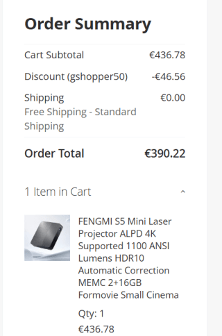 FENGMI S5 Mini Laserprojector 1100 ANSI voor €390,22 dmv code bij Gshopper
