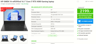 OMEN 16-wf0395nd (833N9EA) 16.1" gaming laptop voor €2199 bij Megekko
