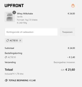 10% korting op je bestelling bij Upfront