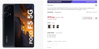 Xiaomi Poco F5 5G de 12GB/256GB por 305,28€