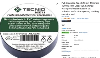 PVC Insulation Tape 0.13mm voor €0,60 bij Amazon