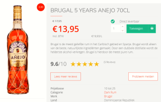 Brugal Anejo 70cl voor €13,95 bij Drankdozijn