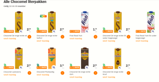 Alle Chocomel literpakken 1 + 1 gratis bij de AH