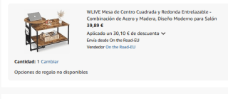 WLIVE Mesa de Centro Cuadrada y Redonda Entrelazable por 39,89€