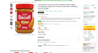 Lotus Biscoff Crema para Untar Original Original Caramelizado Vegano Sin Aromas ni Colorantes Artificiales 400g por3,44€