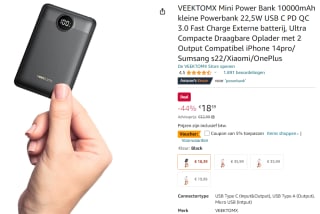 Auronic Powerbank - 10.000 mAh voor €17,47 bij Amazon