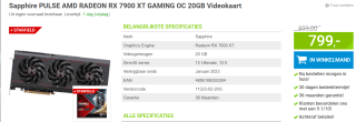 Sapphire Radeon RX 7900 XT, 20GB, Pulse voor €799 bij Megekko