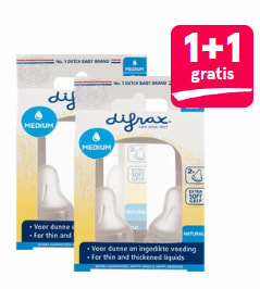 1+1 gratis op veel Difrax fopspenen en flessen via Etos
