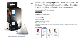 Philips Hue White GU10 voor €14,29 bij Amazon