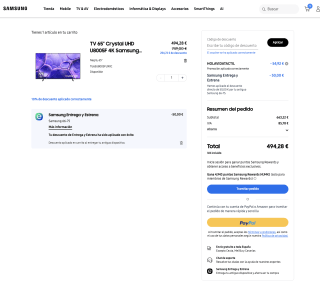 Samsung TV 65" Crystal UHD U8005F 4K Samsung Smart TV 2025 por 494,28€