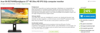 Acer B6 B276HKBymjdpprzx 27'' 4K Ultra HD IPS Grijs computer monitor voor €249 bij Megekko