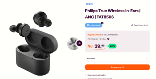 Philips TAT8506BK – In-Ear Noise Cancelling Pro Draadloze Oordopjes voor €39,95 bij iBOOD