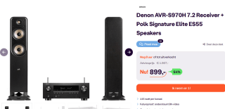 Denon AVR-S970H 7.2 Receiver met Polk Signature Elite ES55 Speakers voor €899 bij Ibood