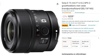 Sony E 15mm f/1.4 G lens met €70 korting bij Amazon.de