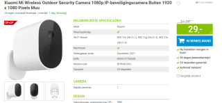Xiaomi Mi Wireless Outdoor Security Camera 1080p voor €29 bij Megekko