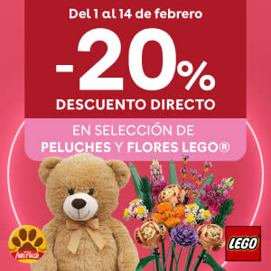 20% dto en selección de peluches y flores Lego
