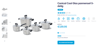 BK Conical Cool Glas pannenset 5-delig voor €139,95