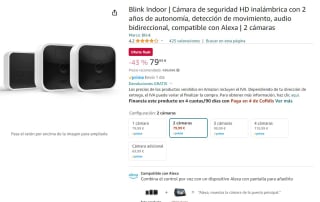 2 ud Blink Indoor, Cámara de seguridad HD inalámbrica por 79,99€ (3ud 99,99€)
