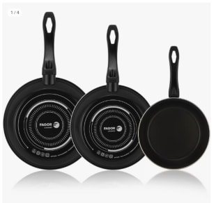 Sartenes FAGOR OPTIMAX NEGRO antiadherente 20 + 24 + 28 cm por 14.99€