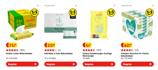 1+1 gratis op alle A-merk babydoekjes bij Kruidvat