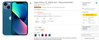 iPhone 13 256GB Reacondicionado por $9,426 en Amazon