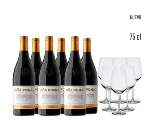 Viña Pomal Reserva, Rioja, 2016 - tinto - 6x75 cl + 6 copas por 58.99€