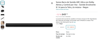 Sonos Arc Ultra soundbar voor €849,15 bij Amazon NL