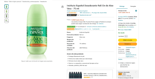 2 Instituto Español Desodorante Roll On de Aloe Vera 75 ml por solo 2,64€