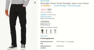 Wrangler Texas Men's Tonal Straight heren Jeans voor €15,99 bij Amazon