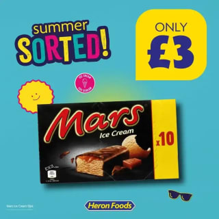 Pick 10 packs of Mars ice cream bars as low as £3 via Heron Foods