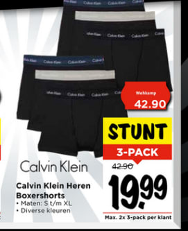 3-Pack Calvin Klein Heren Boxer Shorts voor €19,99 bij Vomar