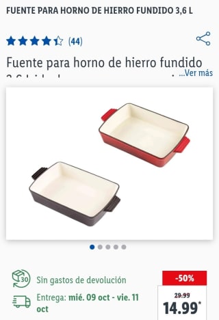 Fuente para horno de hierro fundido por 14,99€.