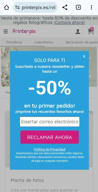 -50% por suscribirnos a la Newsletter de Printer Pix.