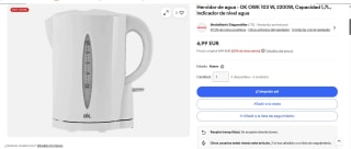 Hervidor de agua - OK OWK 103 W, 2200W, Capacidad 1,7L, Indicador de nivel agua por 6,99€