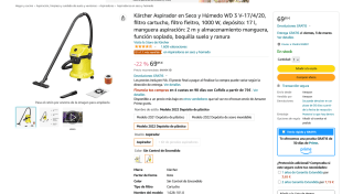 Kärcher Aspirador en Seco y Húmedo WD 3 por 69,95€