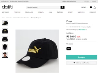 Boné da Puma, modelo ESS na cor preto e Dourado - R$ 39,90