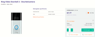 Ring Video Doorbell 2 - Deurbelcamera voor €67,77 bij Azerty